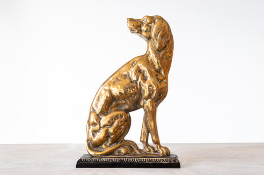 PAIR OF BRONZE HUNTING DOG DOORSTOPS, 19TH CENTURY