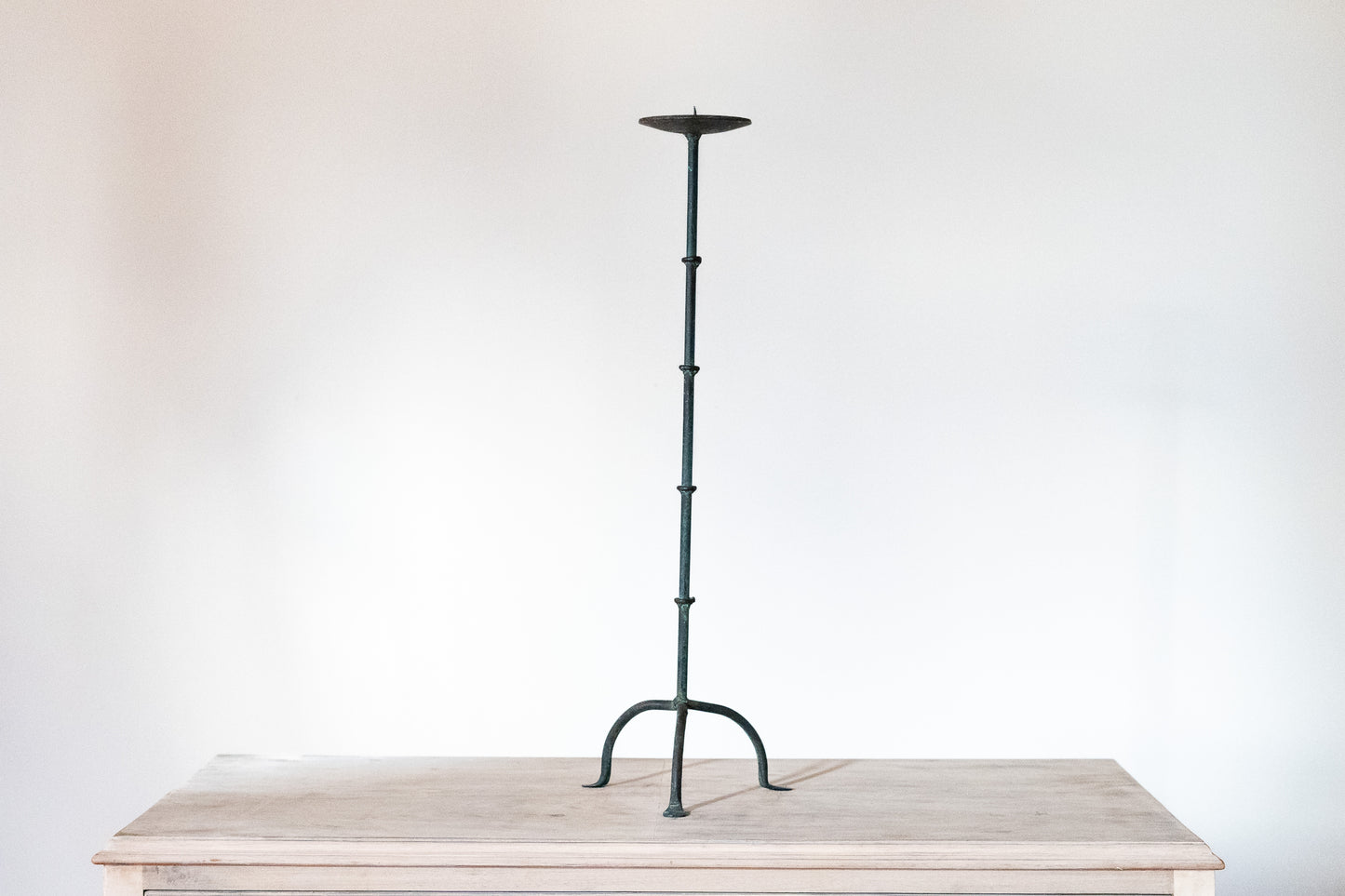 SPANISH BRUTALIST WROUGHT BRONZE CANDLESTICK, C.1970