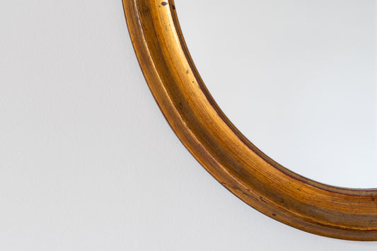 SMALL OVAL GILTWOOD MIRROR, C.1960