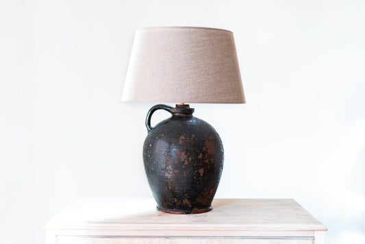FRENCH CERAMIC OIL JAR LAMP, 19TH CENTURY