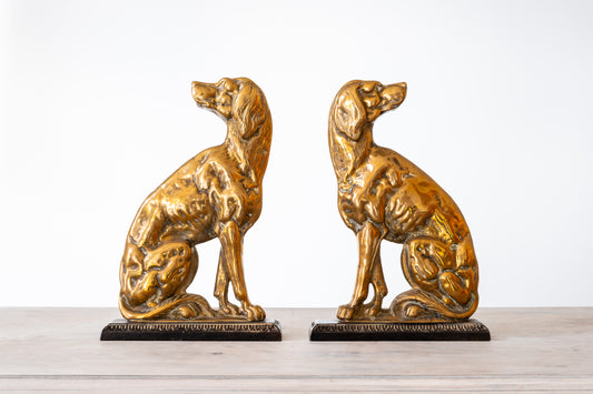 PAIR OF BRONZE HUNTING DOG DOORSTOPS, 19TH CENTURY