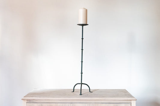SPANISH BRUTALIST WROUGHT BRONZE CANDLESTICK, C.1970