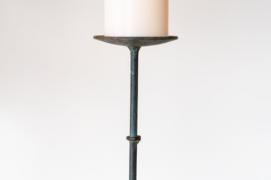 SPANISH BRUTALIST WROUGHT BRONZE CANDLESTICK, C.1970