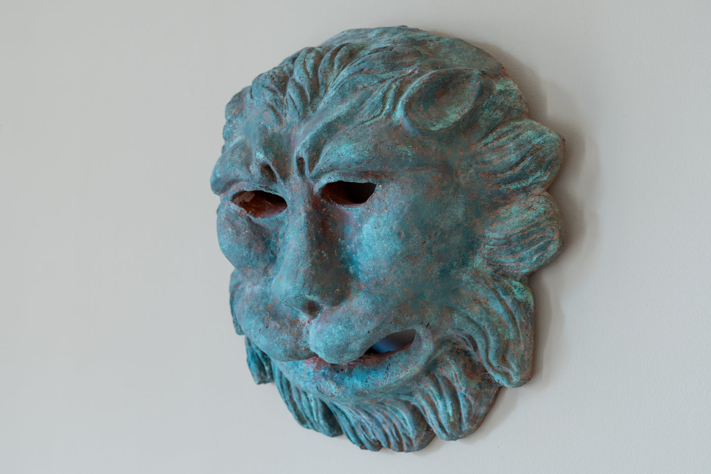 PAINTED LION'S HEAD MASCARON, C.1960
