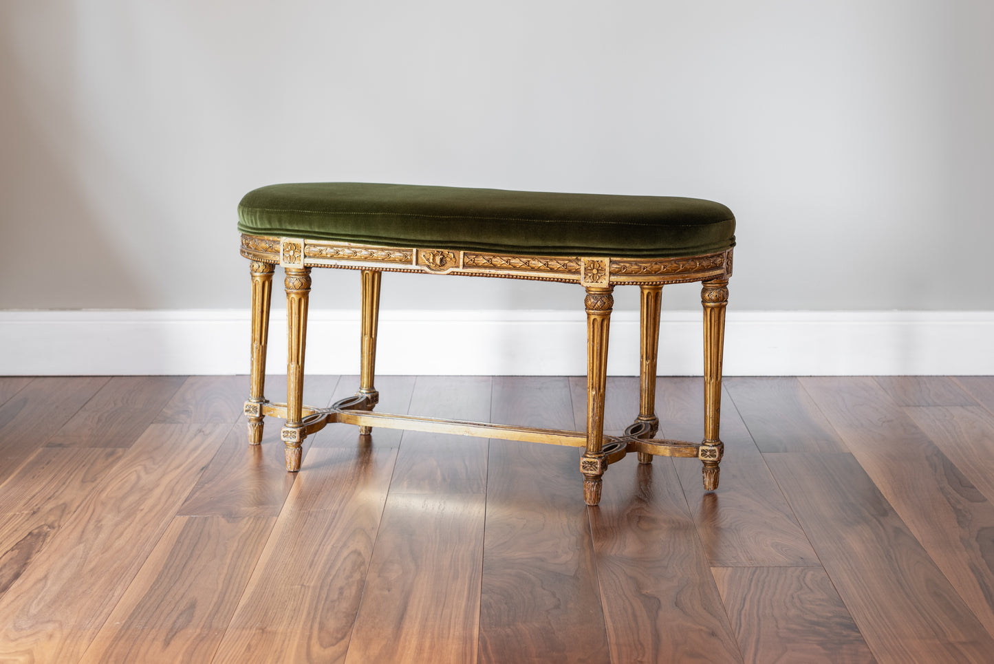 FRENCH GILTWOOD WINDOW SEAT, 19TH CENTURY