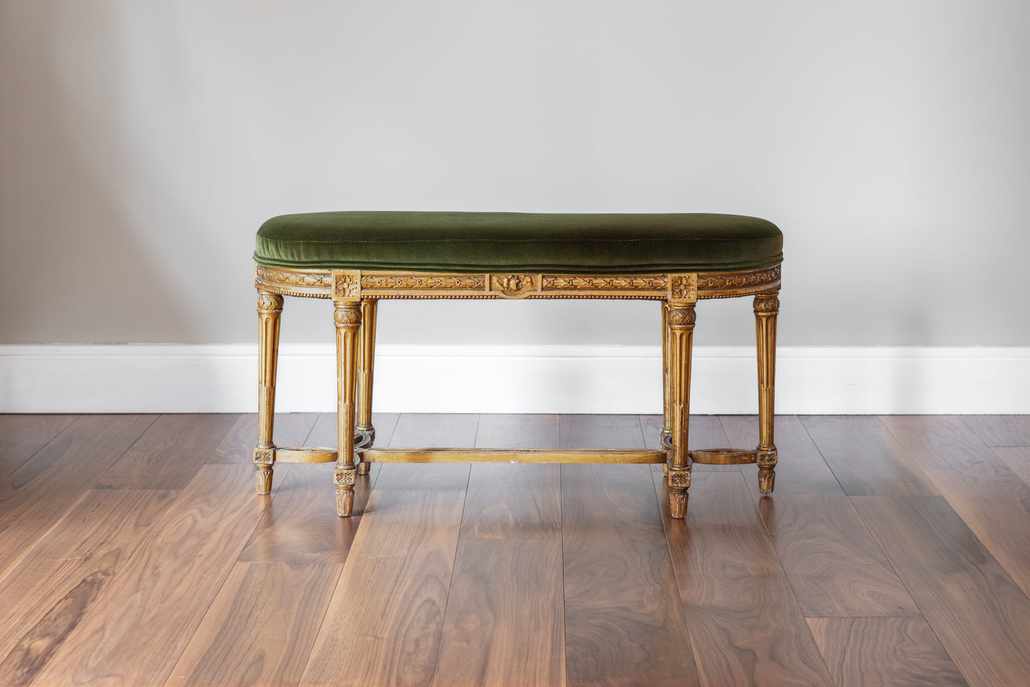 FRENCH GILTWOOD WINDOW SEAT, 19TH CENTURY