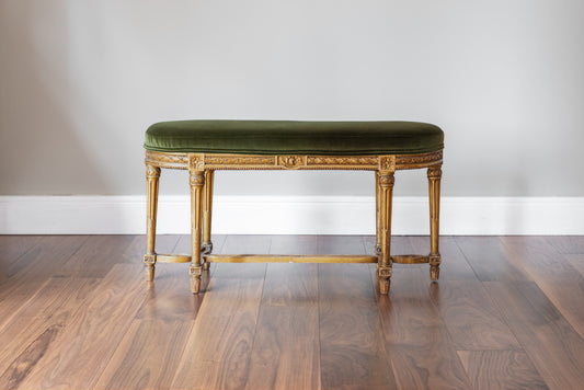 FRENCH GILTWOOD WINDOW SEAT, 19TH CENTURY