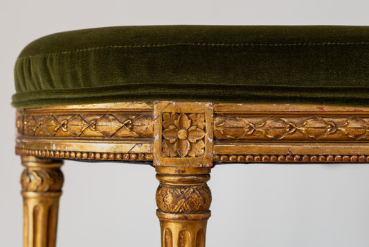 FRENCH GILTWOOD WINDOW SEAT, 19TH CENTURY