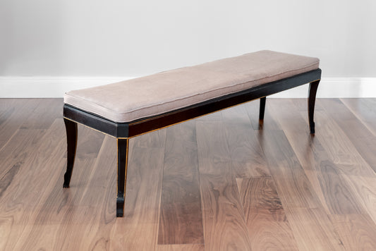 REGENCY STYLE EBONISED ENTRYWAY BENCH, EARLY 20TH CENTURY