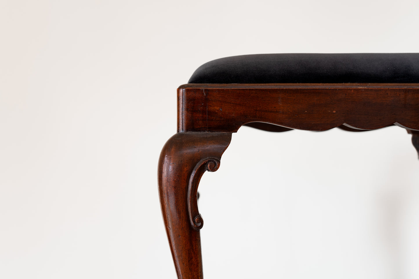 BLACK VELVET MAHOGANY OTTOMAN, C.1910