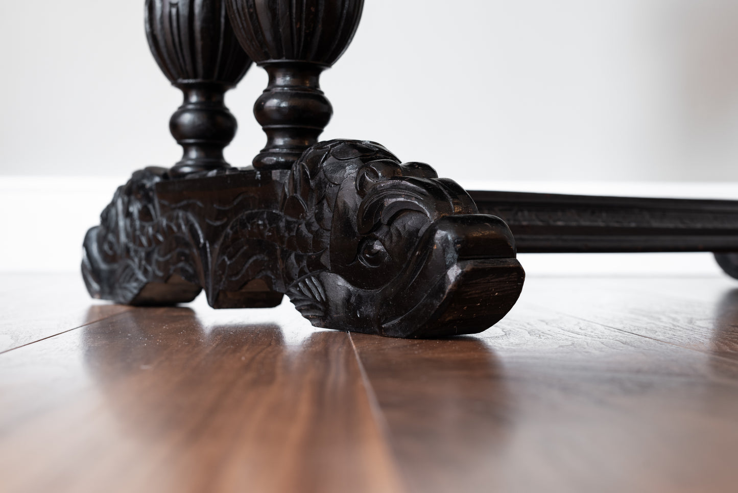 EBONISED VICTORIAN GOTHIC LIBRARY TABLE, 19TH CENTURY