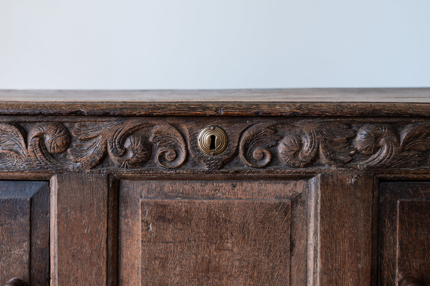 WORN OAK HALL CHEST, C.1710