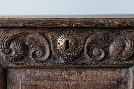 WORN OAK HALL CHEST, C.1710
