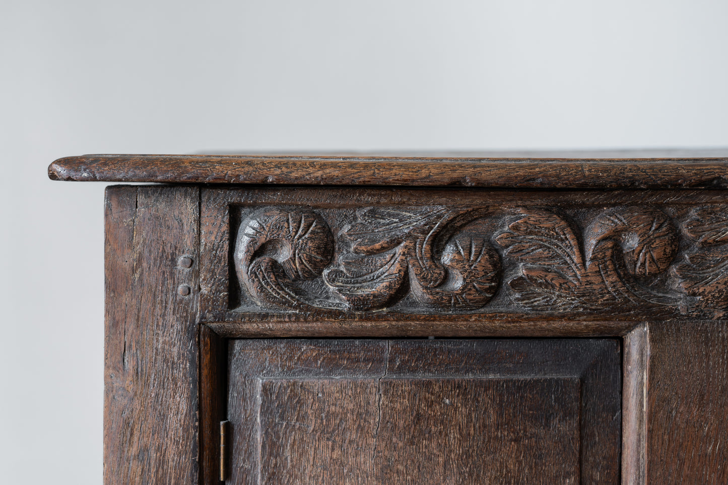 WORN OAK HALL CHEST, C.1710