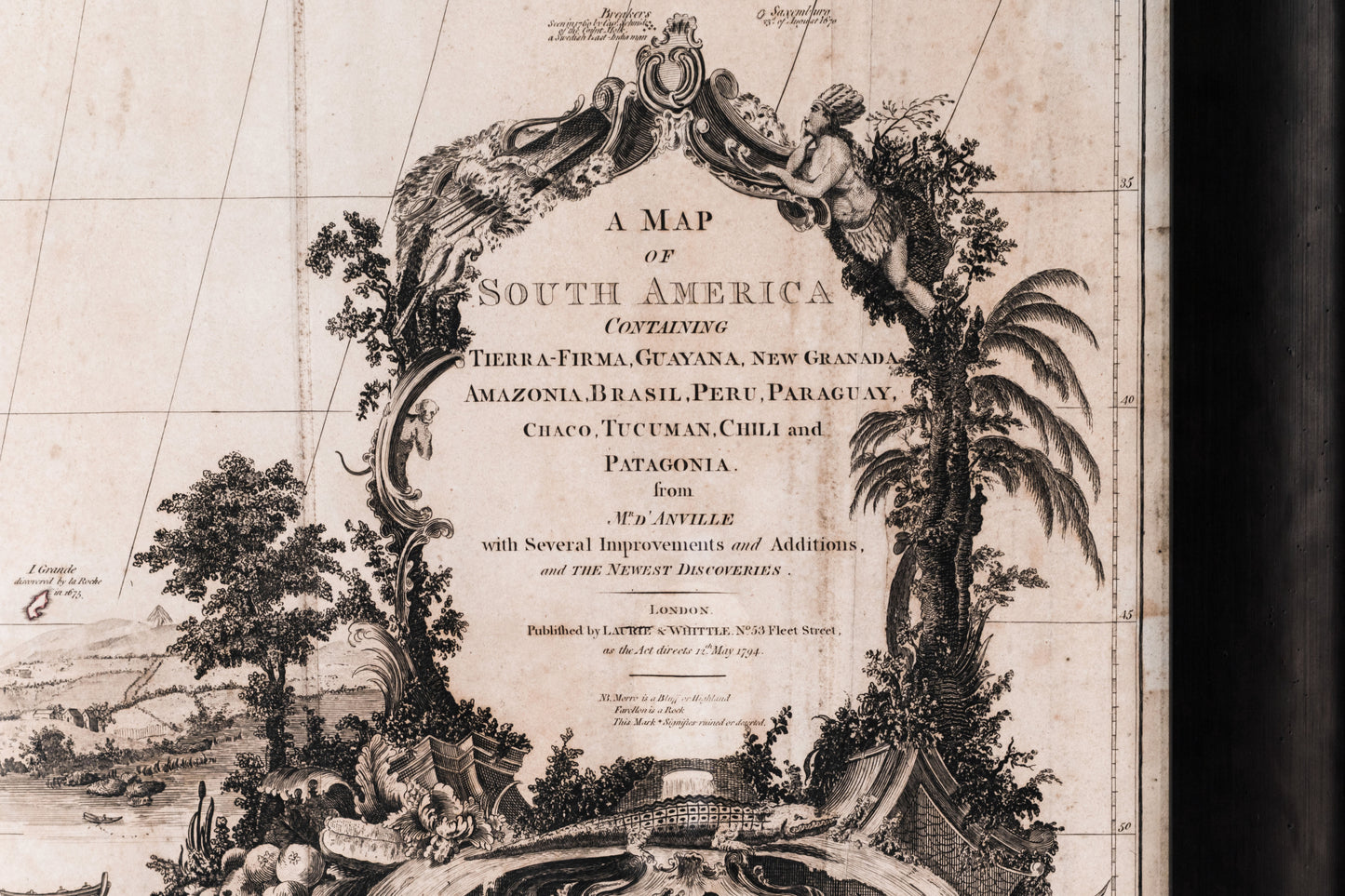 MONUMENTAL MAP OF SOUTH AMERICA, 1794