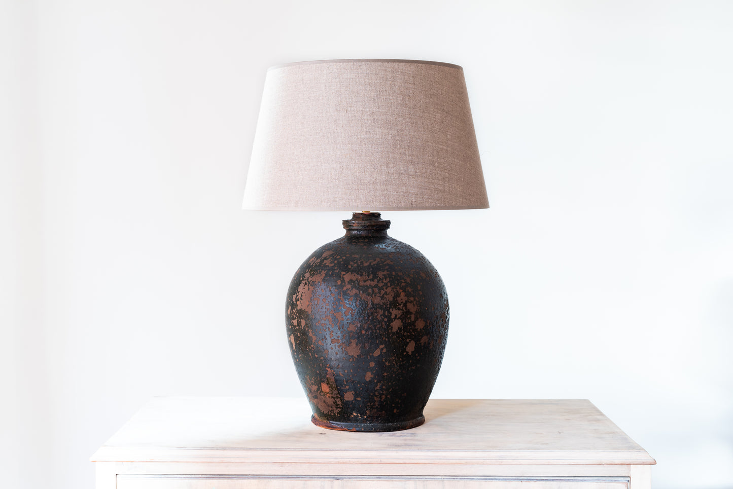 FRENCH CERAMIC OIL JAR LAMP, 19TH CENTURY