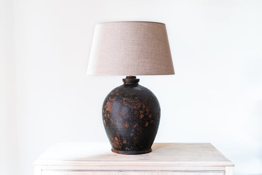 FRENCH CERAMIC OIL JAR LAMP, 19TH CENTURY