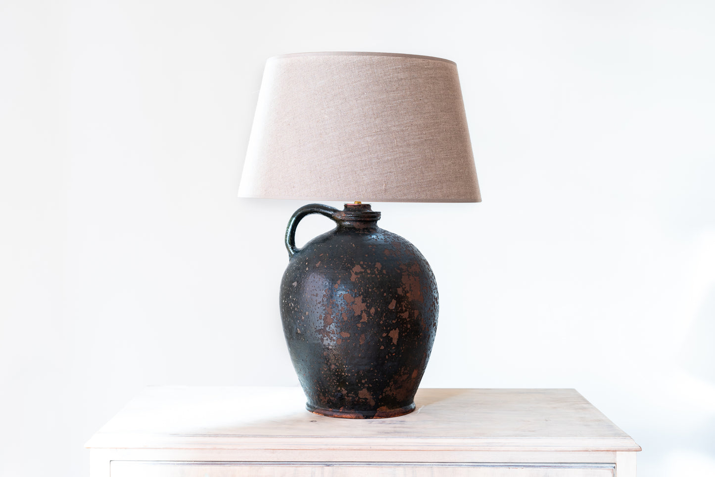 FRENCH CERAMIC OIL JAR LAMP, 19TH CENTURY