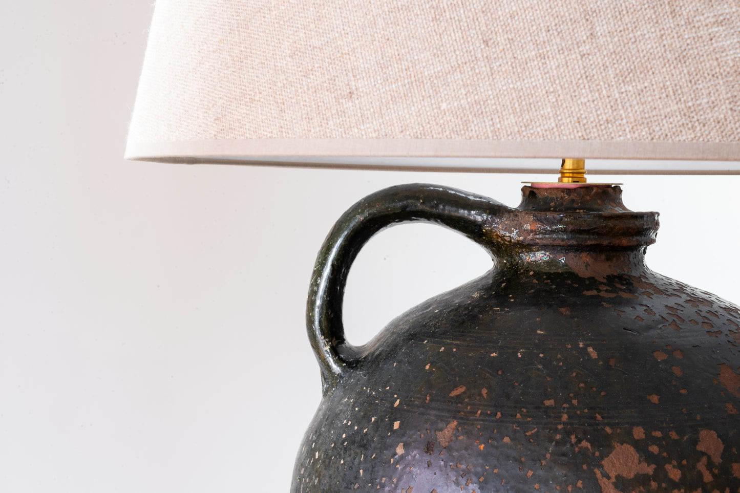 FRENCH CERAMIC OIL JAR LAMP, 19TH CENTURY
