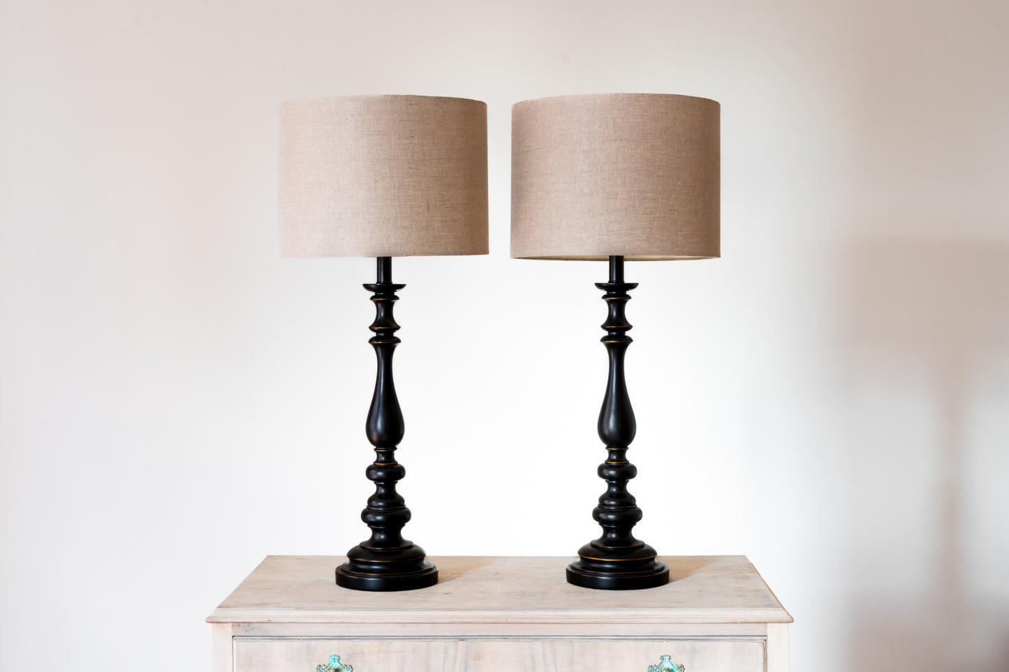 EBONISED AND GILDED TABLE LAMPS, C.1970