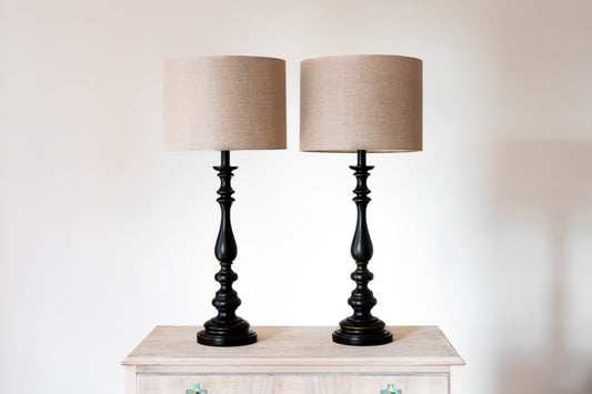 EBONISED AND GILDED TABLE LAMPS, C.1970