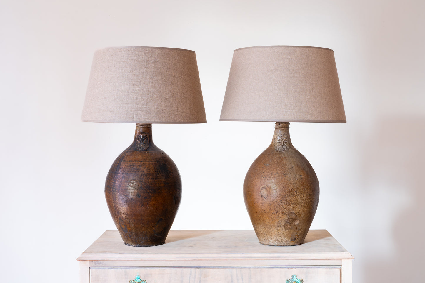 PAIR OF BELLARMINE LAMPS, C.1640