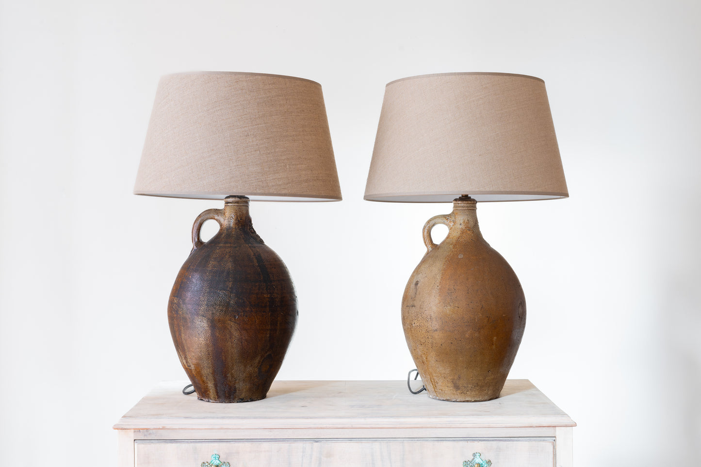 PAIR OF BELLARMINE LAMPS, C.1640