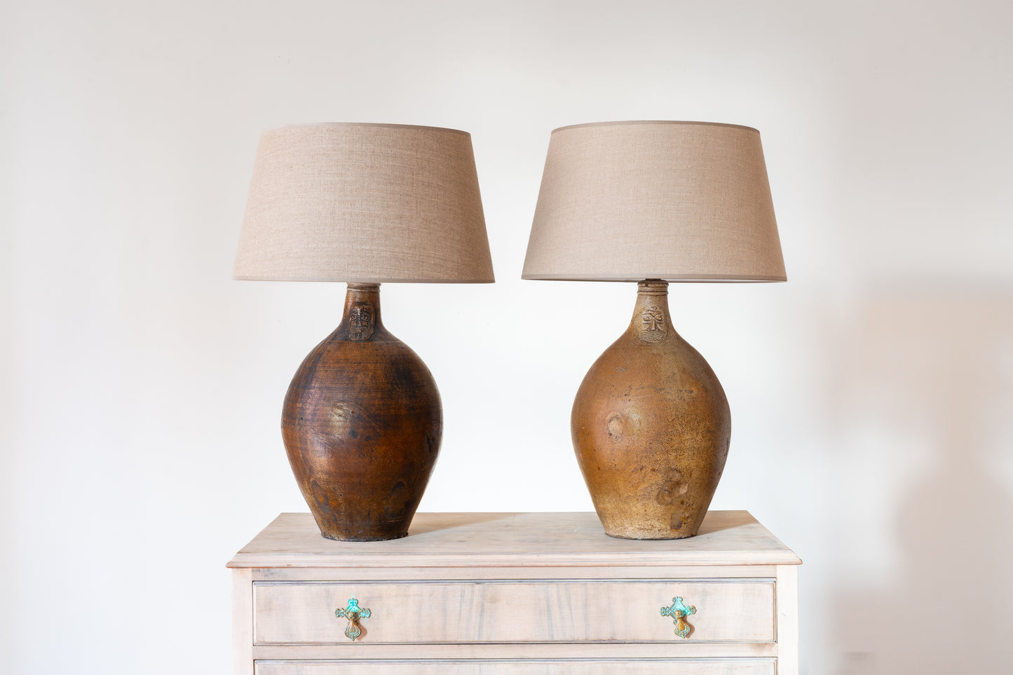 PAIR OF BELLARMINE LAMPS, C.1640