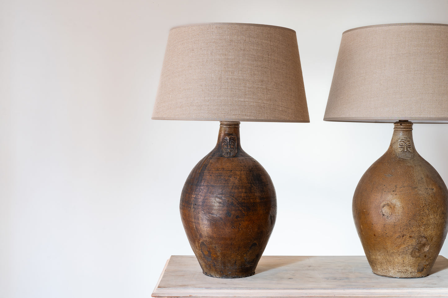 PAIR OF BELLARMINE LAMPS, C.1640