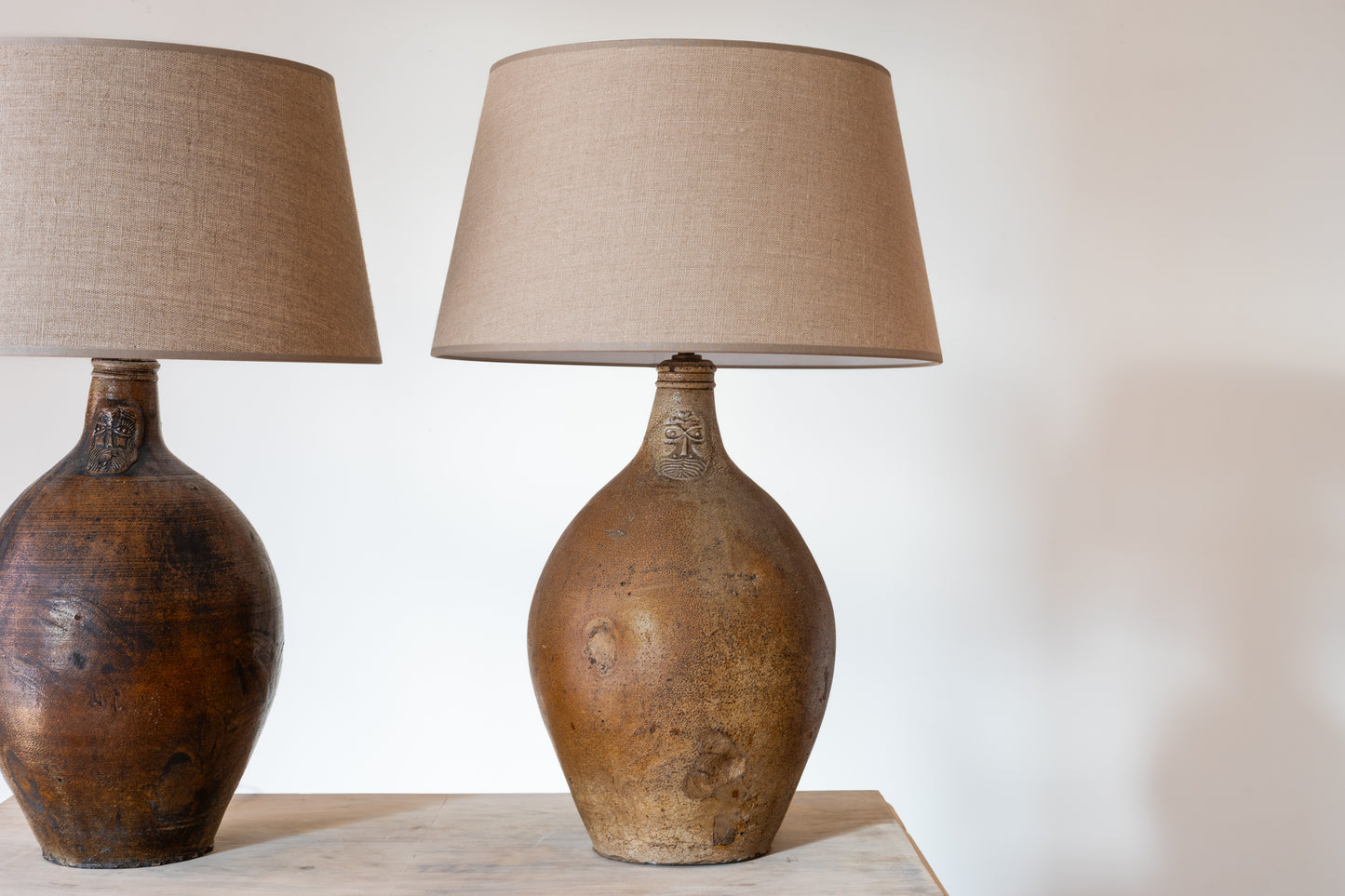 PAIR OF BELLARMINE LAMPS, C.1640